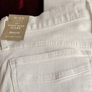 MADEWELL - White High Rise Flare Jeans, Size W 29